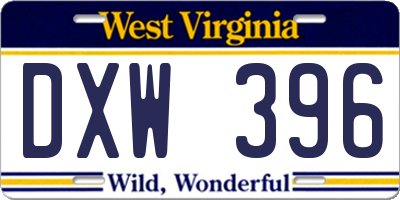 WV license plate DXW396