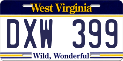 WV license plate DXW399