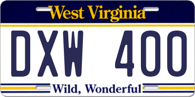 WV license plate DXW400