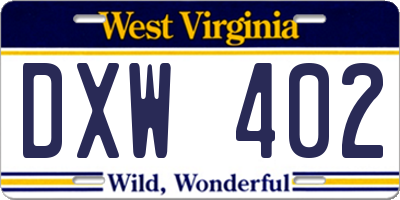 WV license plate DXW402