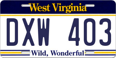 WV license plate DXW403