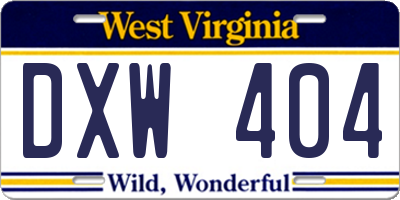 WV license plate DXW404