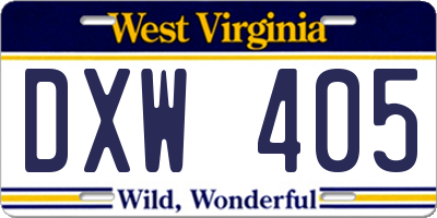 WV license plate DXW405