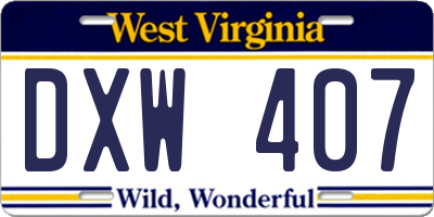 WV license plate DXW407