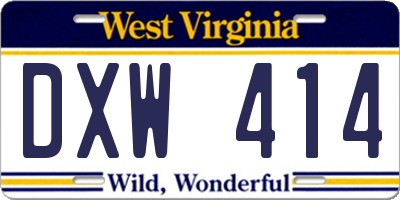 WV license plate DXW414