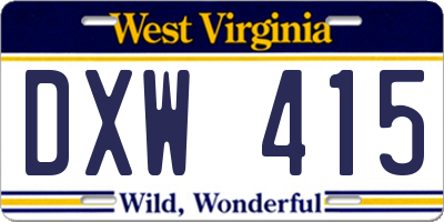 WV license plate DXW415