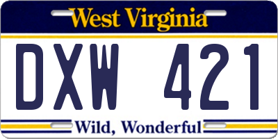 WV license plate DXW421