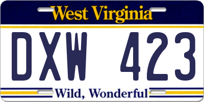 WV license plate DXW423