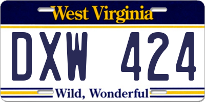 WV license plate DXW424