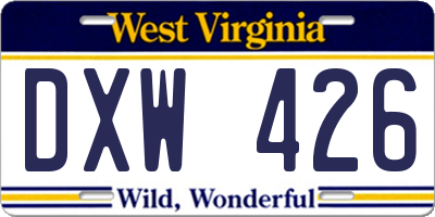 WV license plate DXW426
