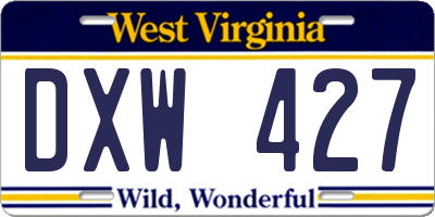 WV license plate DXW427