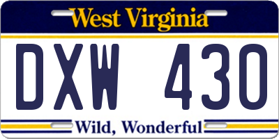 WV license plate DXW430