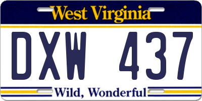 WV license plate DXW437