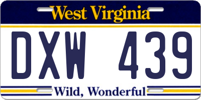 WV license plate DXW439
