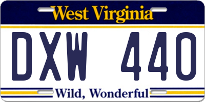 WV license plate DXW440