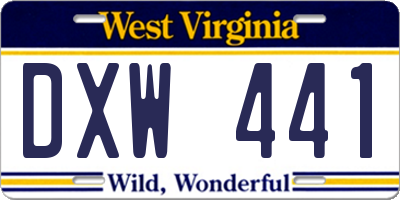 WV license plate DXW441