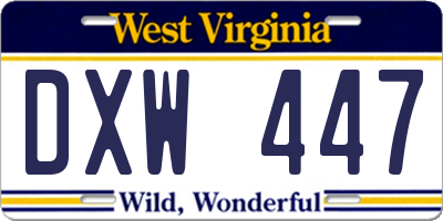 WV license plate DXW447