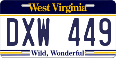 WV license plate DXW449