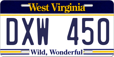 WV license plate DXW450