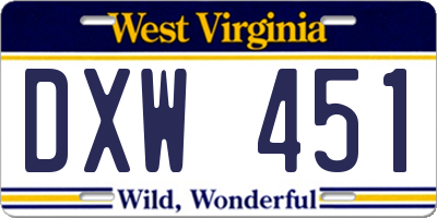 WV license plate DXW451