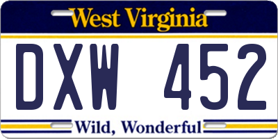 WV license plate DXW452