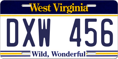WV license plate DXW456