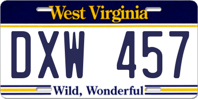 WV license plate DXW457