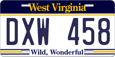 WV license plate DXW458