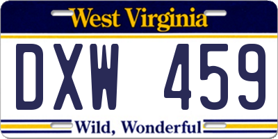 WV license plate DXW459
