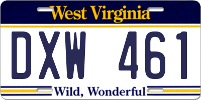 WV license plate DXW461