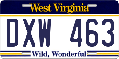 WV license plate DXW463