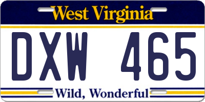 WV license plate DXW465