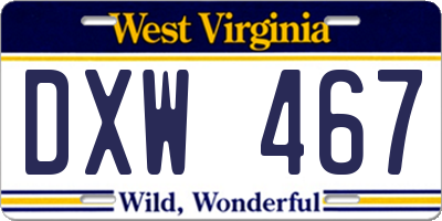 WV license plate DXW467