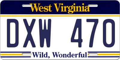 WV license plate DXW470