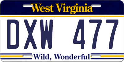 WV license plate DXW477