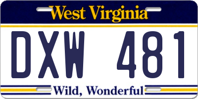 WV license plate DXW481