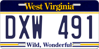 WV license plate DXW491