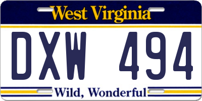 WV license plate DXW494