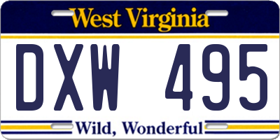 WV license plate DXW495