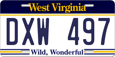 WV license plate DXW497