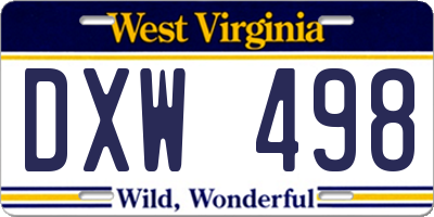 WV license plate DXW498