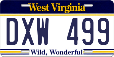 WV license plate DXW499