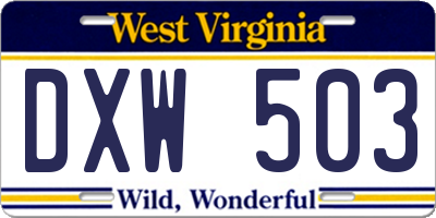 WV license plate DXW503