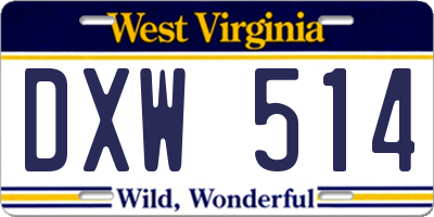 WV license plate DXW514