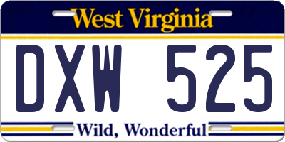 WV license plate DXW525