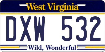 WV license plate DXW532