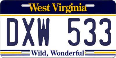 WV license plate DXW533
