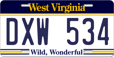 WV license plate DXW534