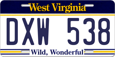 WV license plate DXW538