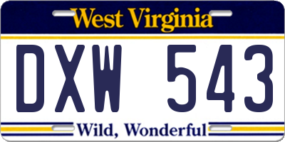 WV license plate DXW543
